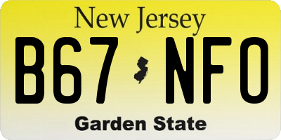 NJ license plate B67NFO