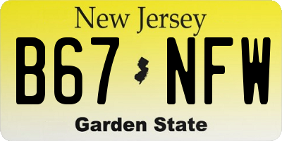 NJ license plate B67NFW