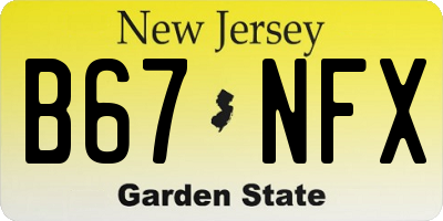 NJ license plate B67NFX