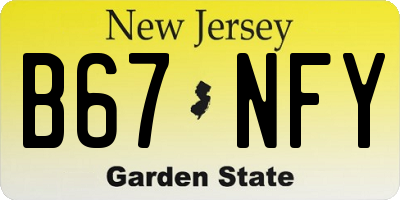 NJ license plate B67NFY