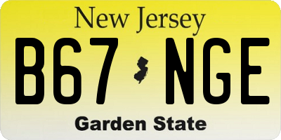 NJ license plate B67NGE