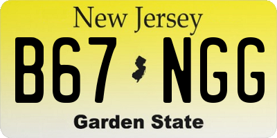 NJ license plate B67NGG