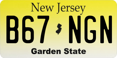 NJ license plate B67NGN