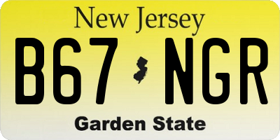 NJ license plate B67NGR