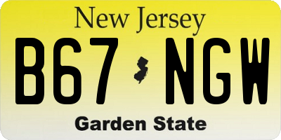 NJ license plate B67NGW