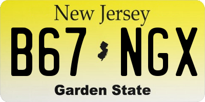 NJ license plate B67NGX