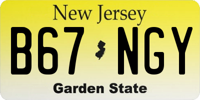 NJ license plate B67NGY