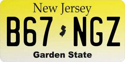 NJ license plate B67NGZ