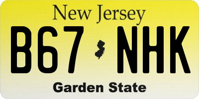 NJ license plate B67NHK