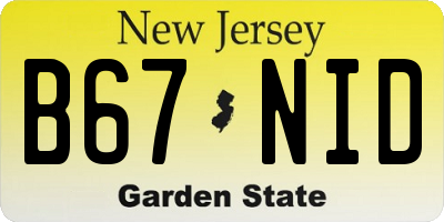 NJ license plate B67NID