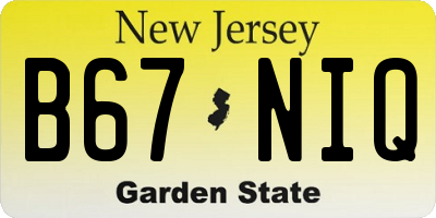 NJ license plate B67NIQ