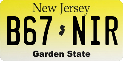 NJ license plate B67NIR