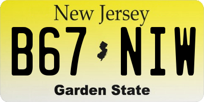 NJ license plate B67NIW