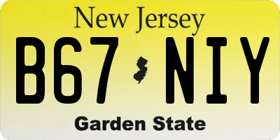 NJ license plate B67NIY
