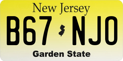 NJ license plate B67NJO