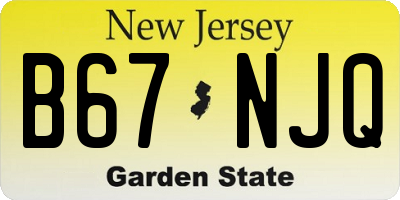 NJ license plate B67NJQ