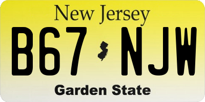NJ license plate B67NJW