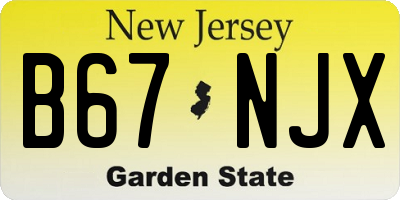 NJ license plate B67NJX