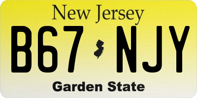 NJ license plate B67NJY