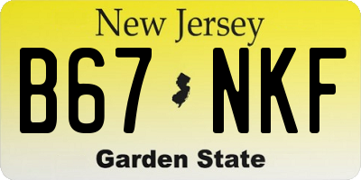 NJ license plate B67NKF