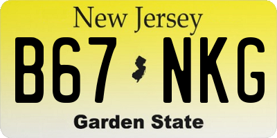 NJ license plate B67NKG