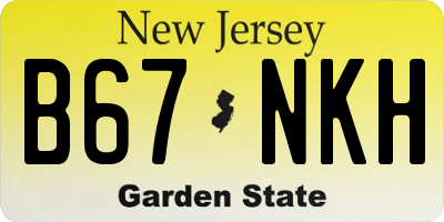 NJ license plate B67NKH