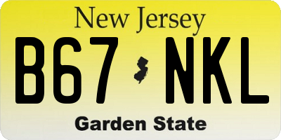 NJ license plate B67NKL