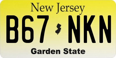 NJ license plate B67NKN