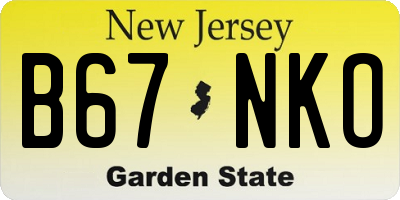 NJ license plate B67NKO