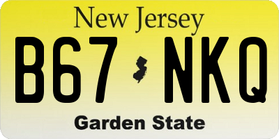 NJ license plate B67NKQ