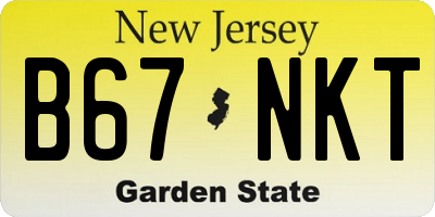 NJ license plate B67NKT