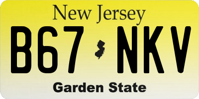 NJ license plate B67NKV