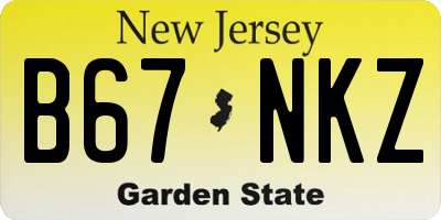 NJ license plate B67NKZ