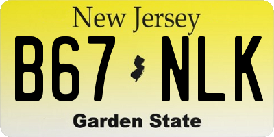 NJ license plate B67NLK