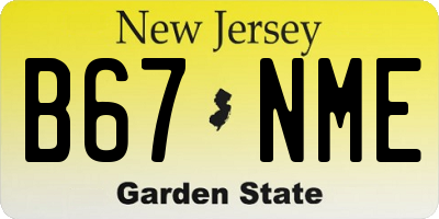 NJ license plate B67NME