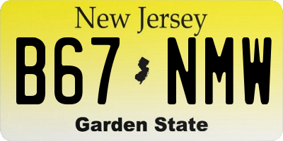 NJ license plate B67NMW