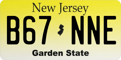 NJ license plate B67NNE