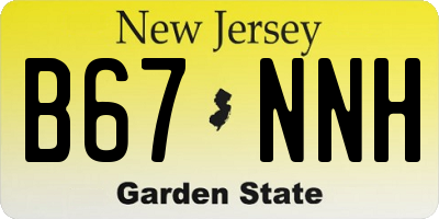 NJ license plate B67NNH