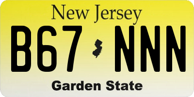 NJ license plate B67NNN