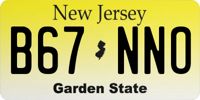 NJ license plate B67NNO