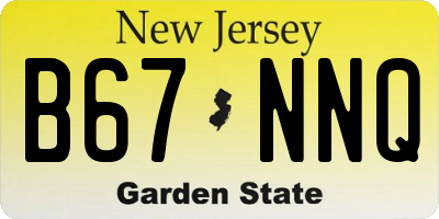 NJ license plate B67NNQ