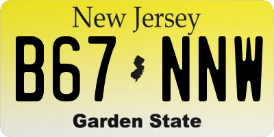 NJ license plate B67NNW