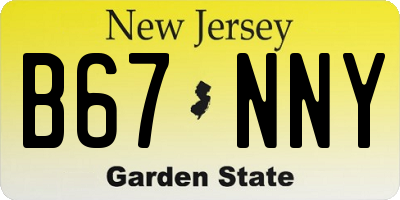 NJ license plate B67NNY