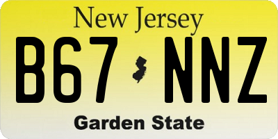 NJ license plate B67NNZ