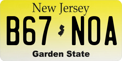 NJ license plate B67NOA