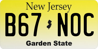 NJ license plate B67NOC