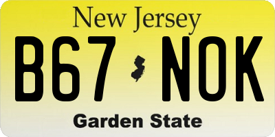NJ license plate B67NOK
