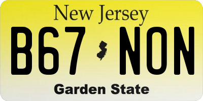 NJ license plate B67NON