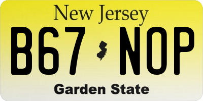 NJ license plate B67NOP