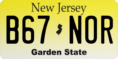 NJ license plate B67NOR